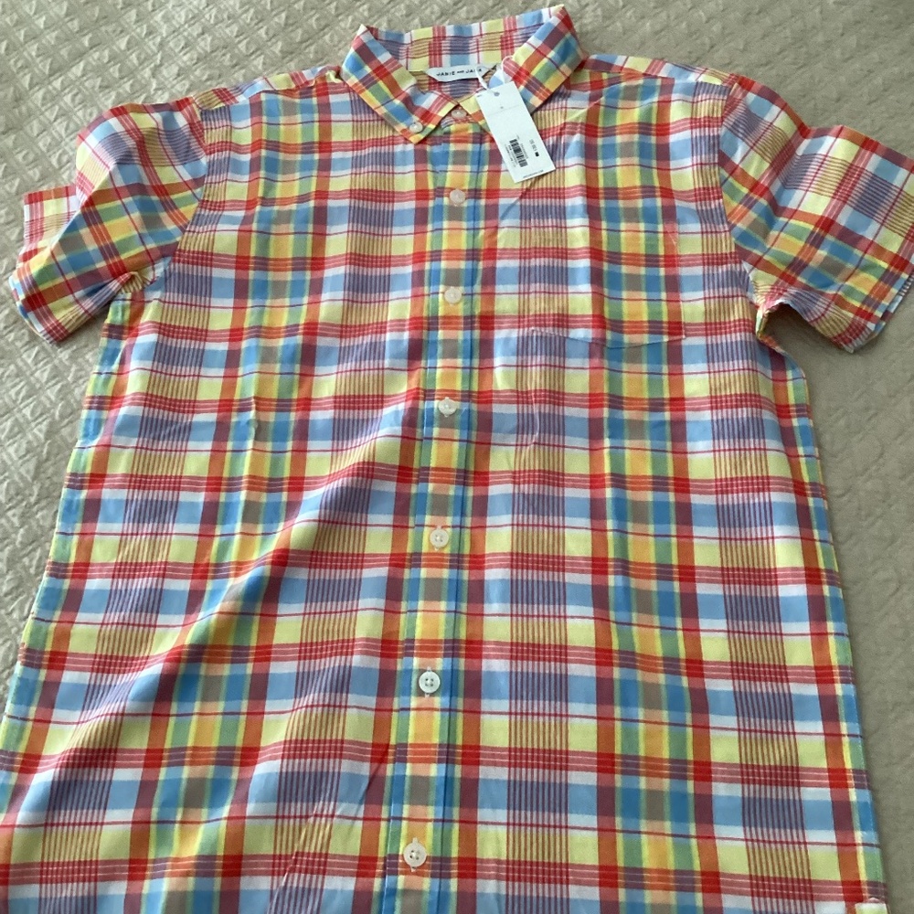 Janie and Jack boys new with tags size 16 multicolor plaid Oxford shirt